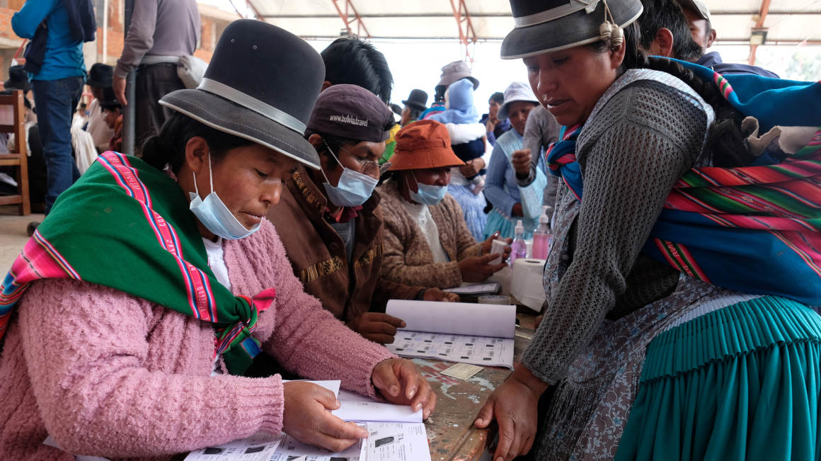 Imagen de las votaciones presidenciales en Bolivia, el 18 de octubre de 2020.