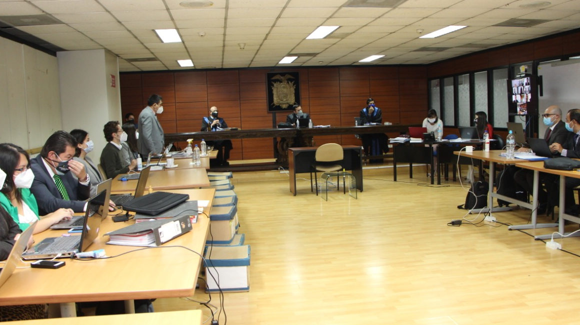Audiencia de juicio del caso Singue, el 14 de octubre de 2020, en la Corte Nacional.