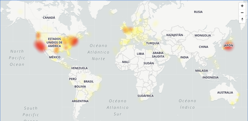 Mapa de fallas de Twitter, 15 de octubre.