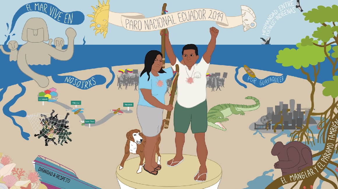 Ilustración de Víctor García, de Guayaqueer, que recoge sus conversaciones con el Kacique Emilio Paolo Chong Paez de las comunidades Wankavilkas de la costa ecuatoriana.