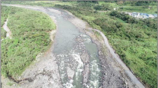 La erosión regresiva se ubica en el sector La Loma, a 7,6 kilómetros aguas arriba de la desaparecida cascada San Rafael, el 7 de octubre de 2020.
