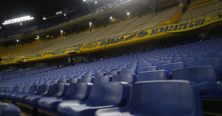 Vista de una de las tribunas La Bombonera antes del partido entre Boca y Libertad, el 29 de septiembre de 2020.