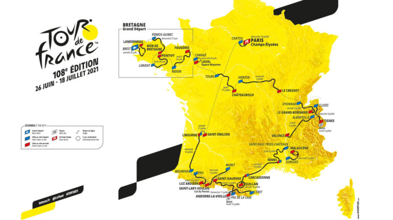 Este es el mapa del Tour de Francia 2021.
