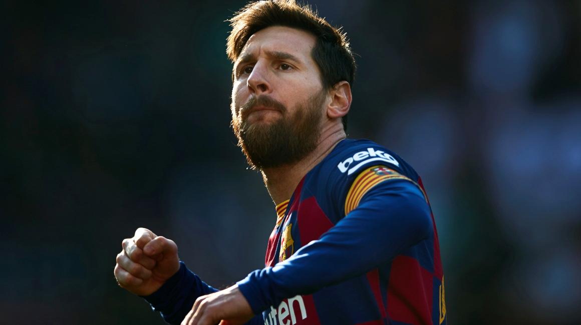 Lionel Messi celebra un gol con la camiseta del FC Barcelona y se convierte en el máximo goleador histórico club.