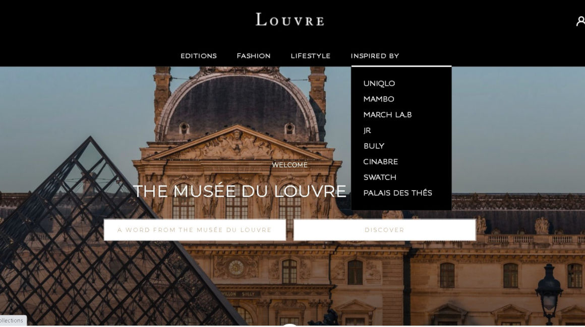 Portada de la boutique virtual del museo del Louvre, de París.