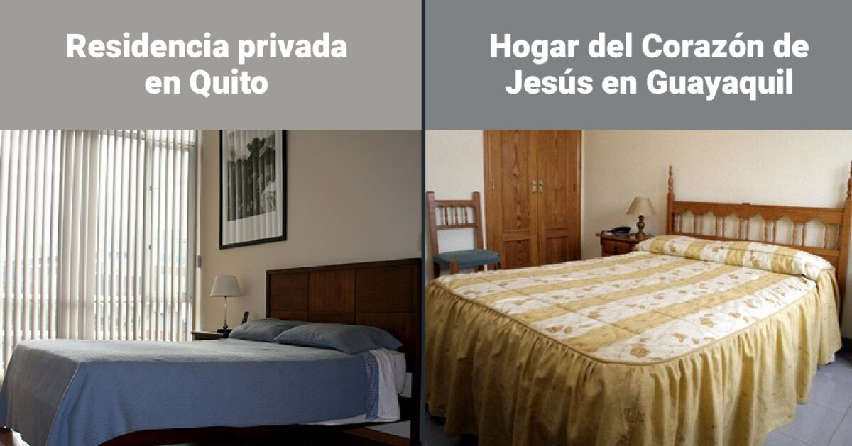 Imágenes de las páginas webs de la residencia privada en Quito y el Hogar de la Junta de Beneficencia de Guayaquil.