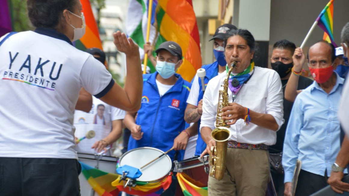Caminata del candidato Yaku Pérez, de Pachakutik, en Guayaquil