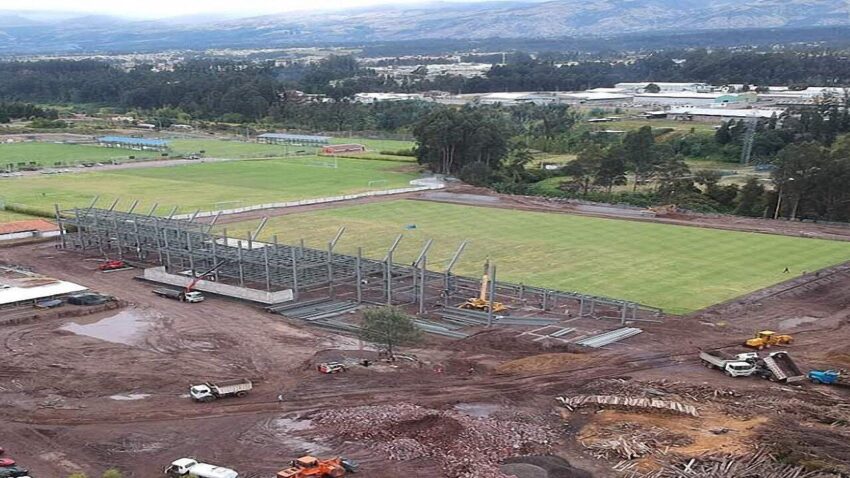 Así avanzan los trabajos en el nuevo estadio del Independiente del Valle. 