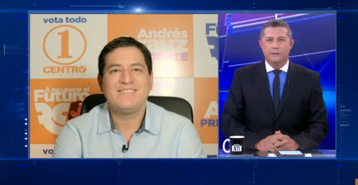 Andrés Arauz, candidato de Centro Democrático, en entrevista con Oromar Televisión, 6 de enero de 2021.