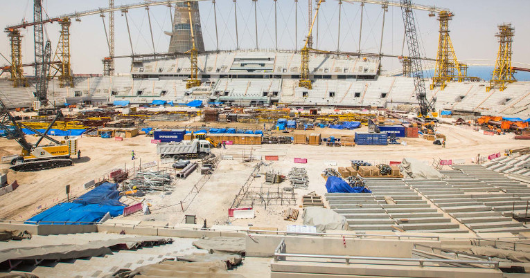 Construcción del Estadio Internacional Khalifa, en Catar.