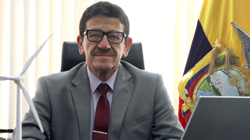 El viceministro de Electricidad, Hernando Merchán, durante una entrevista con PRIMICIAS, el 19 de febrero de 2021.