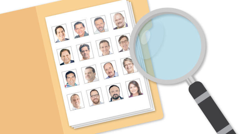Composición gráfica con los rostros de los 16 candidatos a la Presidencia de la República.