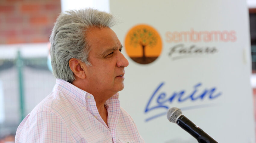 El presidente Lenín Moreno en Santa Cruz, el 11 de marzo de 2021.