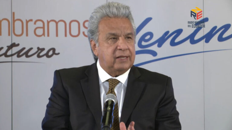 El expresidente Lenín Moreno durante el diálogo De frente con el Presidente, el 24 de marzo de 2021.