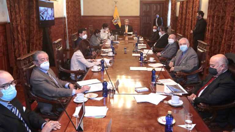 El presidente Lenín Moreno mantuvo un gabinete ampliado tras el nombramiento de nuevos ministros, el 9 de marzo de 2021.
