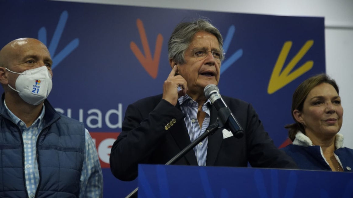 Rueda de prensa del presidente electo, Guillermo Lasso, en Quito