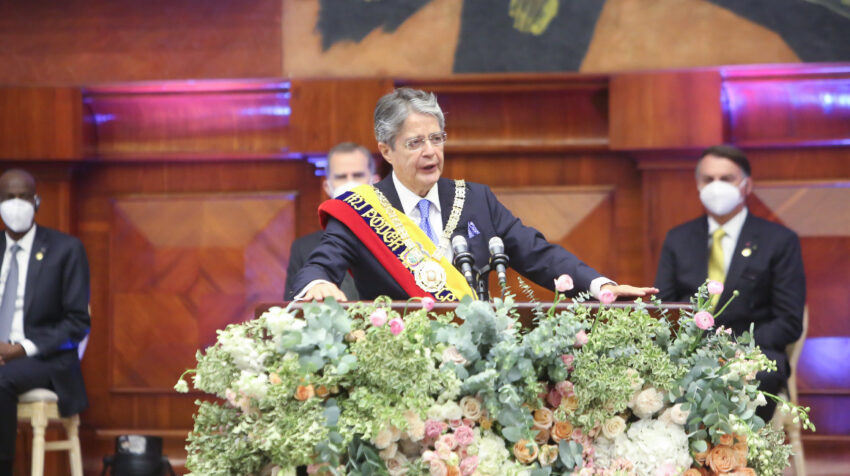 Guillermo Lasso en su primer discurso como presidente de la República, Quito 24 de mayo de 2021.
