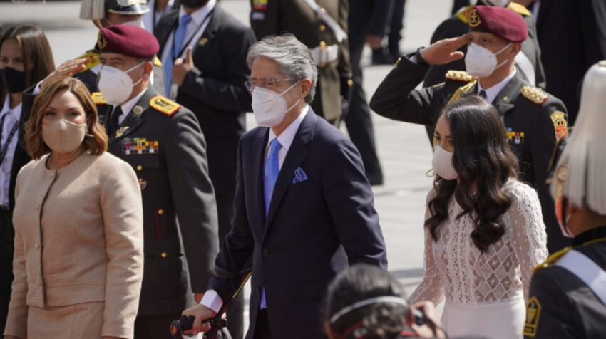 El presidente Guillermo Lasso llega a la Asamblea Nacional para su posesión, el 24 de mayo de 2021.