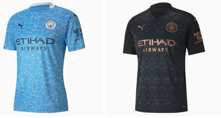 Principales uniformes del Manchester City con la marca Puma.