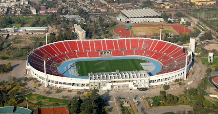 Vista panorámica del estadio Nacional de Santiago, en Chile.