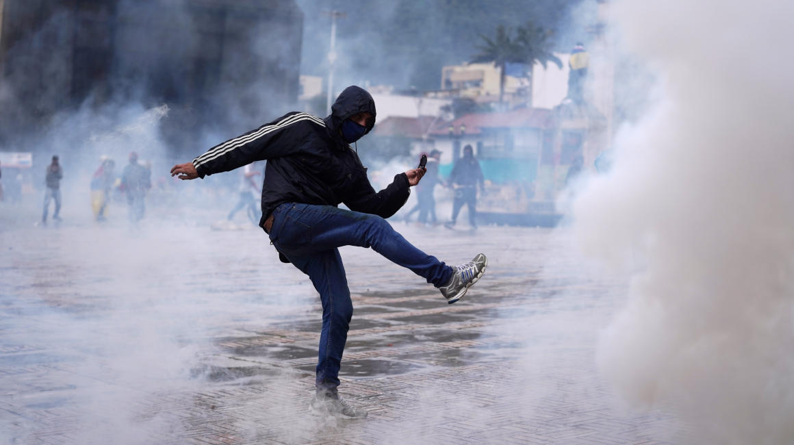 Disturbios en el centro de Bogotá durante las protestas contra Iván Duque, 5 de mayo de 2021.