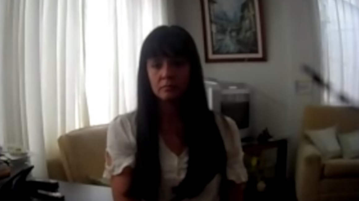 Martha Barrezueta, esposa de Roberto Barrera, durante la audiencia de vinculación al caso Las Torres, el 9 de julio de 2021.