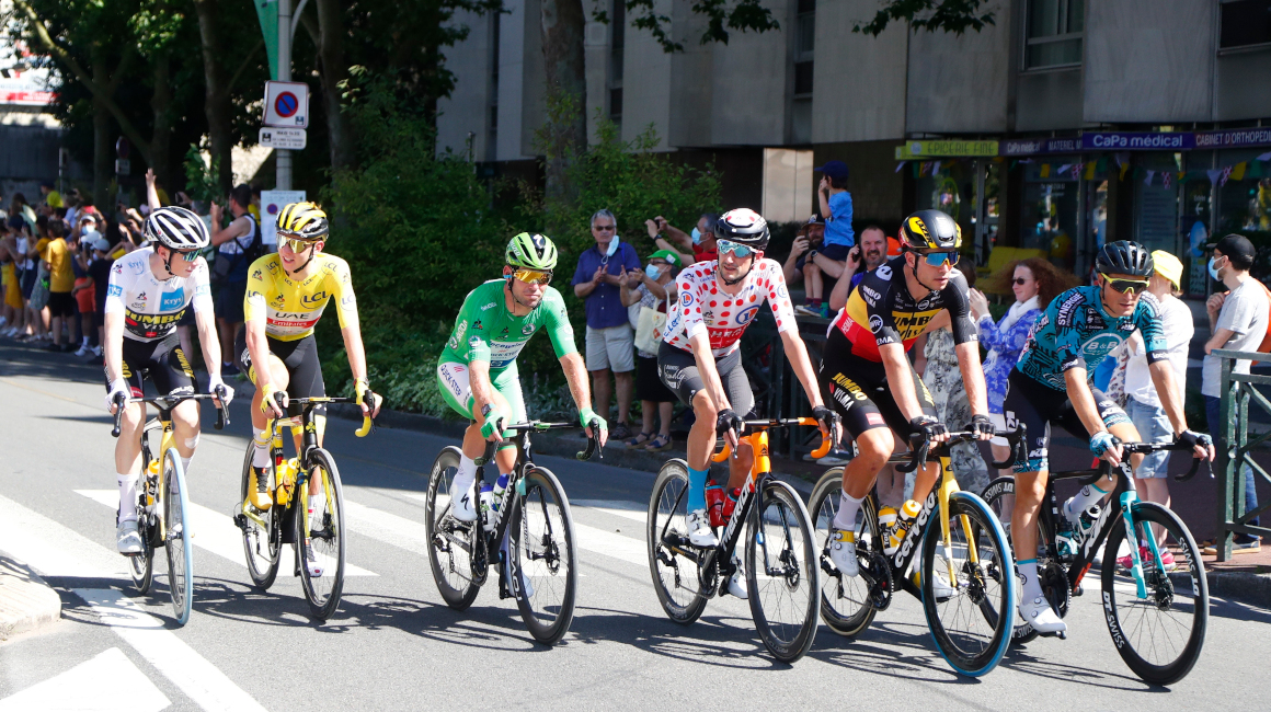 Los líderes de la clasificación, durante la Etapa 21 del Tour, el domingo 18 de julio. 