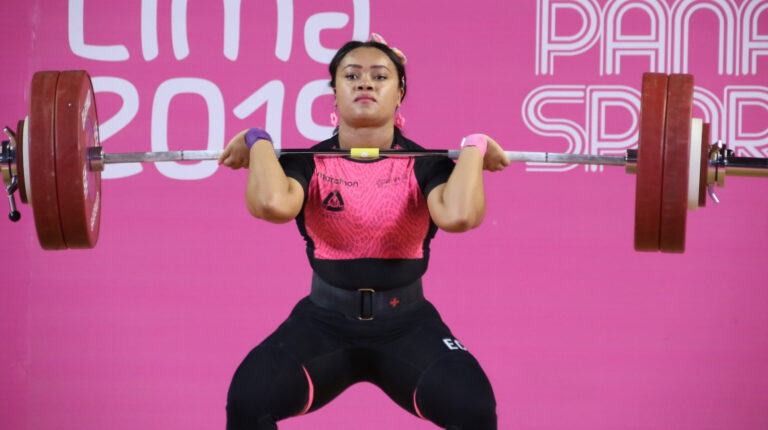 Neisi Dajomes en su participación en los Juegos Panamericanos de Lima, en 2019, donde logró la medalla de oro.