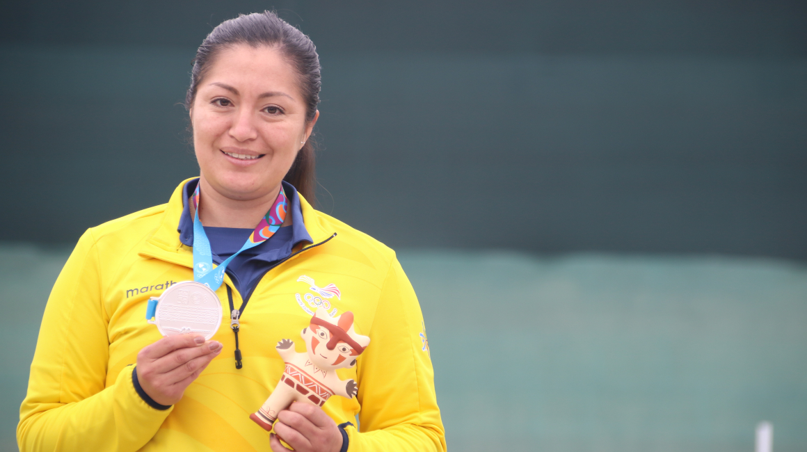 Diana Durango, con su medalla de plata en los Juegos Panamericanos de Lima 2019. 