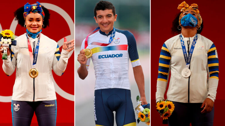 Neisi Dajomes, Richard Carapaz y Tamara Salazar, los tres ecuatorianos medallistas en los Juegos Olímpicos de Tokio.