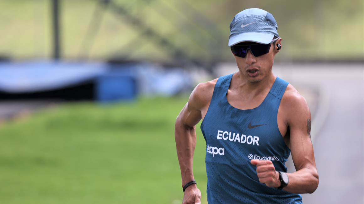 Andrés Chocho, durante su entrenamiento en Kitami, el 26 de julio de 2021. 