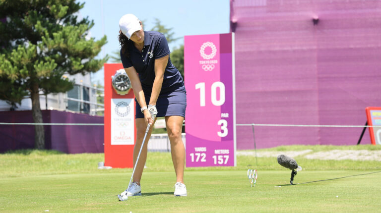 Daniela Darquea, durante la primera ronda de los Juegos de Tokio, el 3 de agosto de 2021.