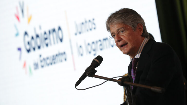 El presidente Guillermo Lasso durante un evento de emprendedores en Quito, el 4 de agosto de 2021.