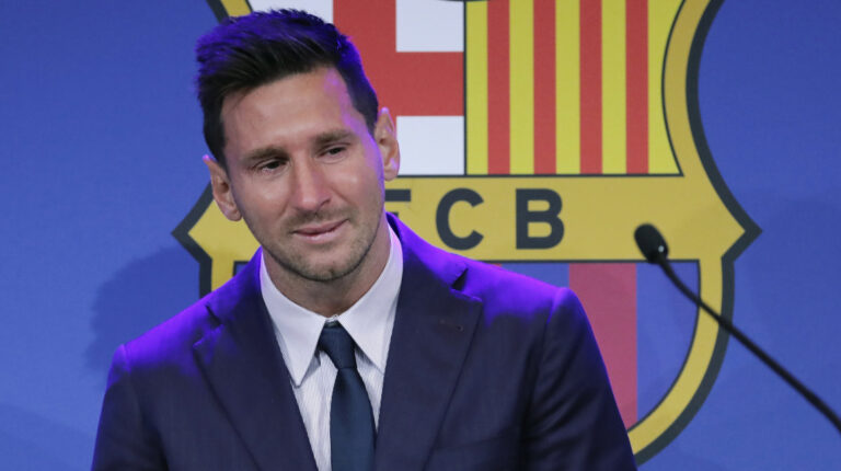 Lionel Messi dio su discurso de despedida del FC Barcelona, el domingo 8 de agosto de 2021.