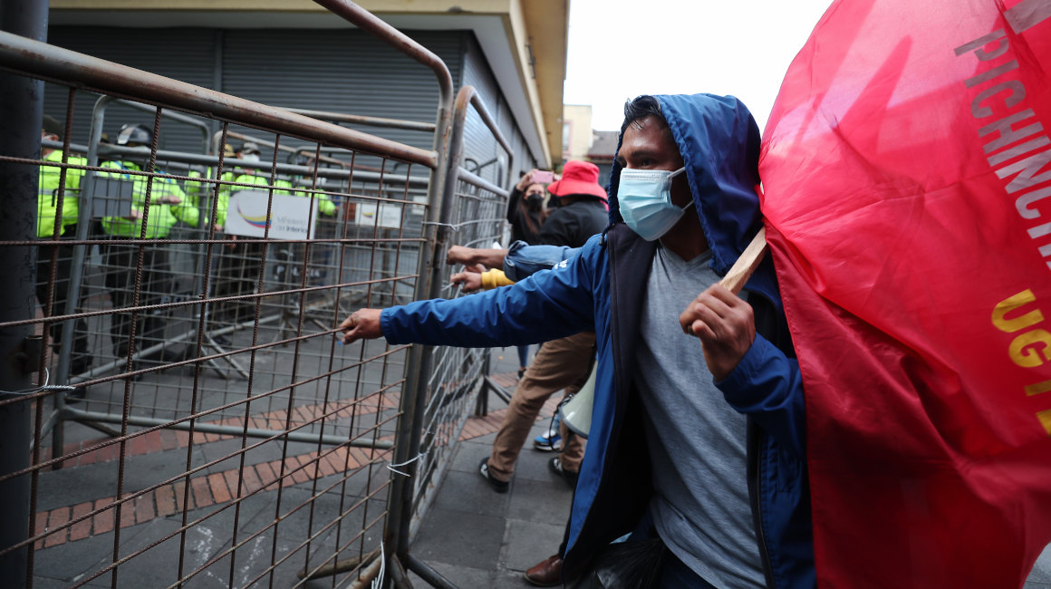 Manifestantes en la movilización del 11 de agosto de 2021, en Quito.