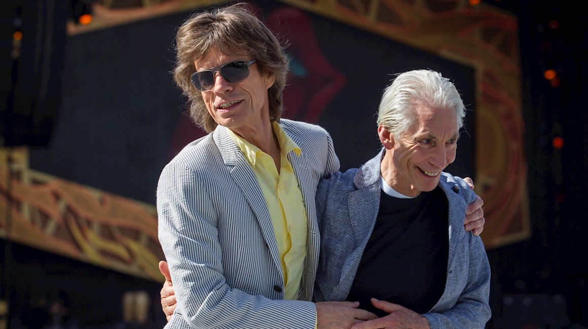 Mick Jagger (L) and Charlie Watts (R) en Australia, 
 23 de octubre de 2014