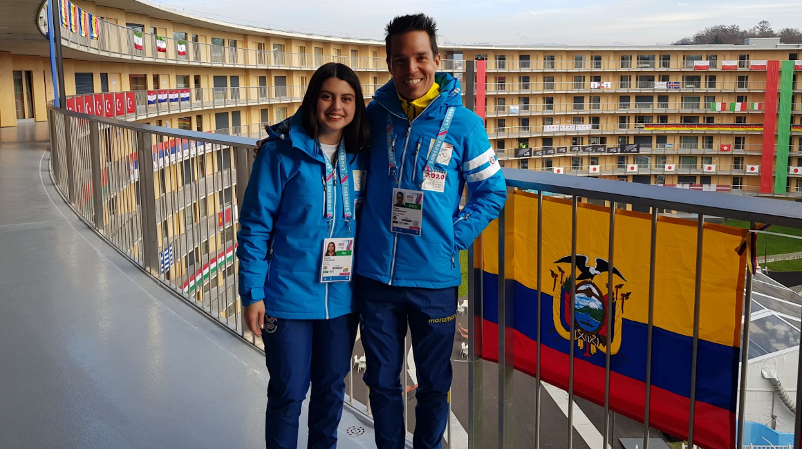 Sarah Escobar y Klaus Jungbluth durante los Juegos Olímpicos de la Juventud de Invierno, en enero de 2020 en Lausana, Suiza.