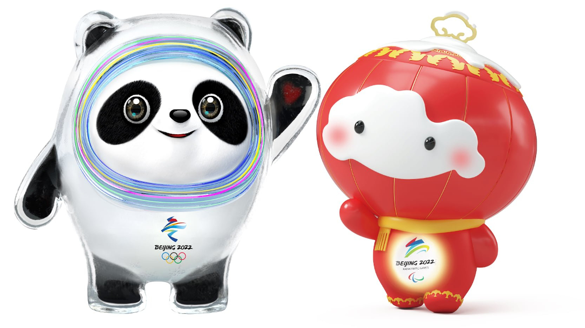 Bing Dwen Dwen (izq) y Shuey Rhon Rhon serán las mascotas de los Juegos Olímpicos y Paralímpicos de Pekín 2022. 