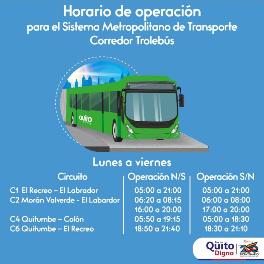 Transporte municipal en Quito operará con normalidad este 26 de octubre