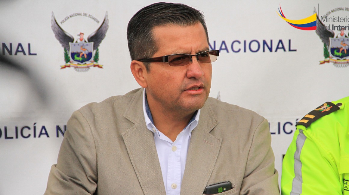 Pablo Ramírez, general de Policía, durante una rueda de prensa en Azuay.