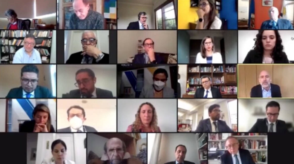 Imagen de la audiencia virtual del caso Palacio Urrutia y otros vs. Ecuador, el 20 de diciembre de 2021.