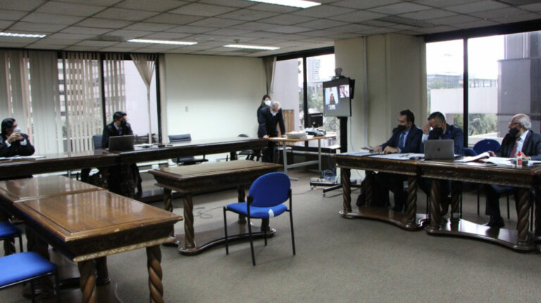 Imagen de la audiencia del recurso de revisión en el caso Diego Vallejo, el 10 de enero de 2021.