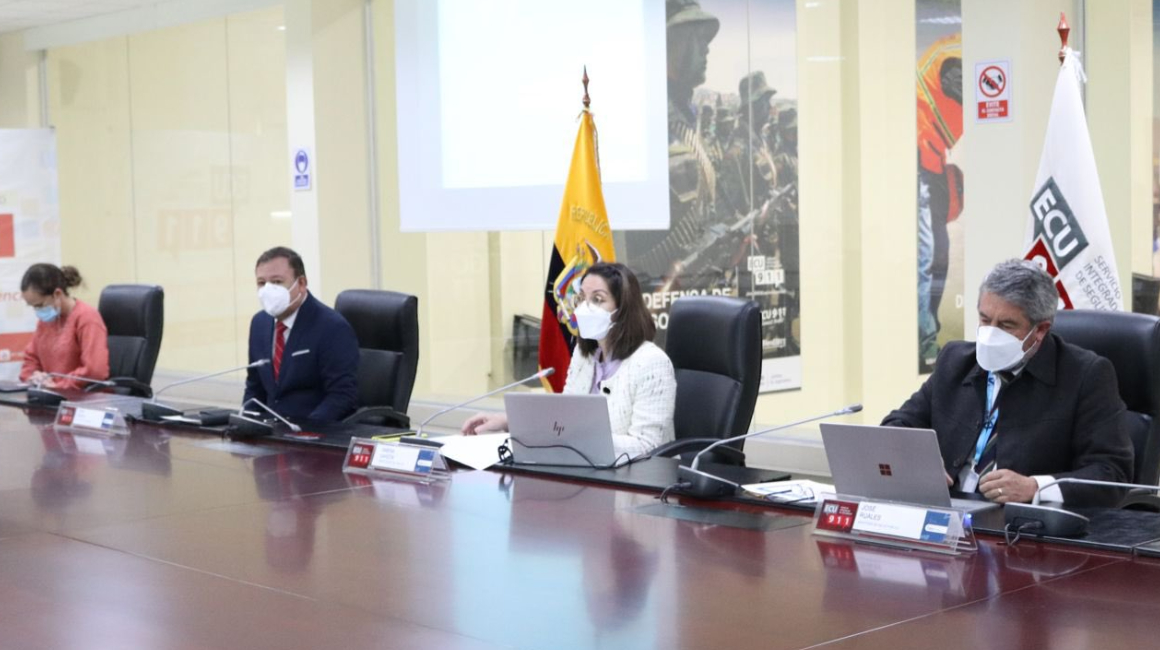 Sesión del COE Nacional, en las instalaciones del ECU 911 Quito, del 10 de enero de 2022.