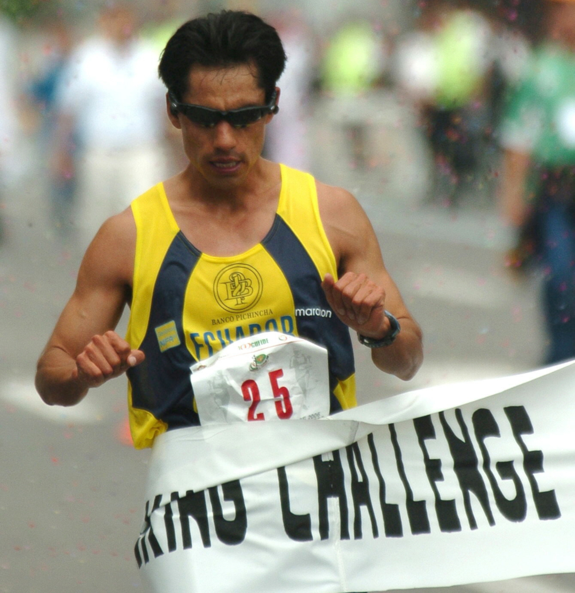 Jefferson Pérez durante el campeonato mundial de marcha, en México en 2005.