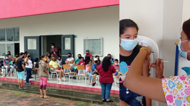 El plan de vacunación nominal inició el 8 de febrero de 2022, en la Unidad Educativa Marieta de Veintimilla Marconi, en Monte Sinaí, noroeste de Guayaquil.