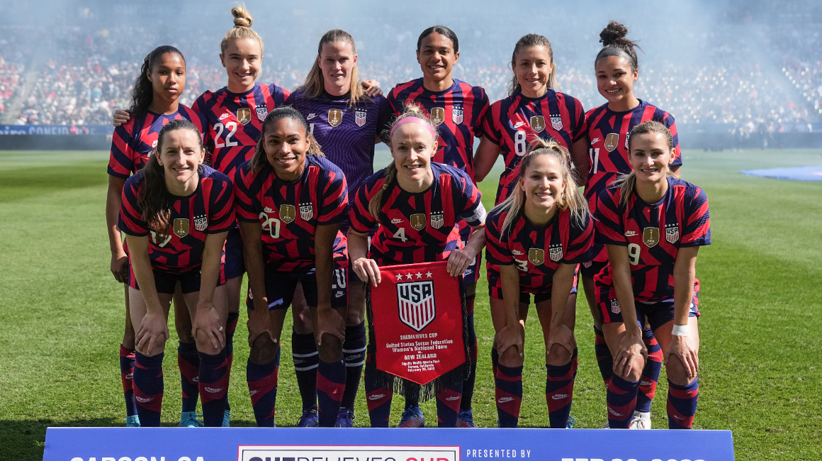 La selección femenina de Estados Unidos, durante un partido ante Nueva Zelanda, el 20 de febrero de 2022.