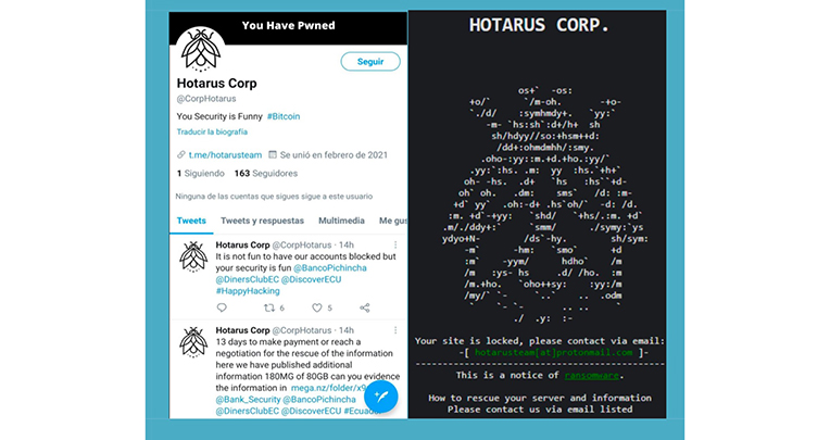 Cuentas de Carlos O. en varias plataformas y páginas en las que se identificaba como Hotarus Corp. y divulgaba la información hackeada.