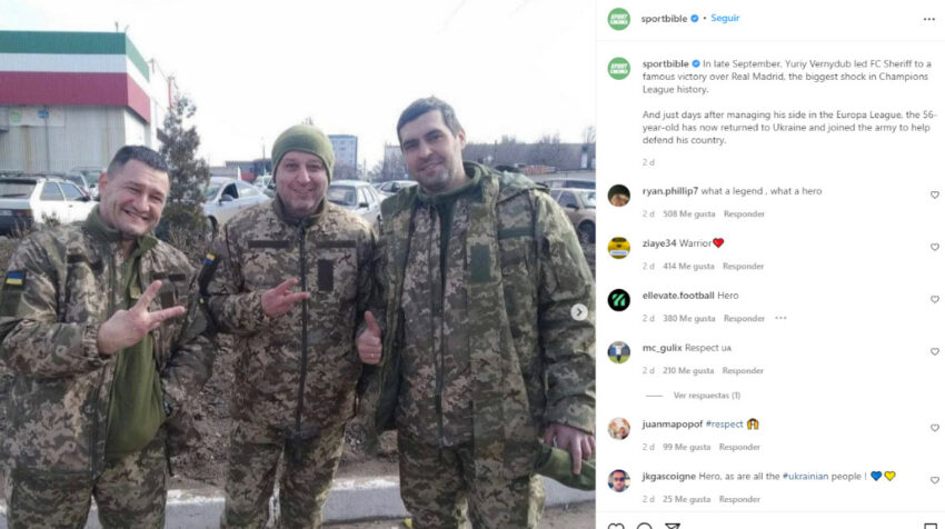 Yuriy Vernydubdire, director técnico de un equipo de fútbol europeo, regresó a Ucrania para unirse al ejército.