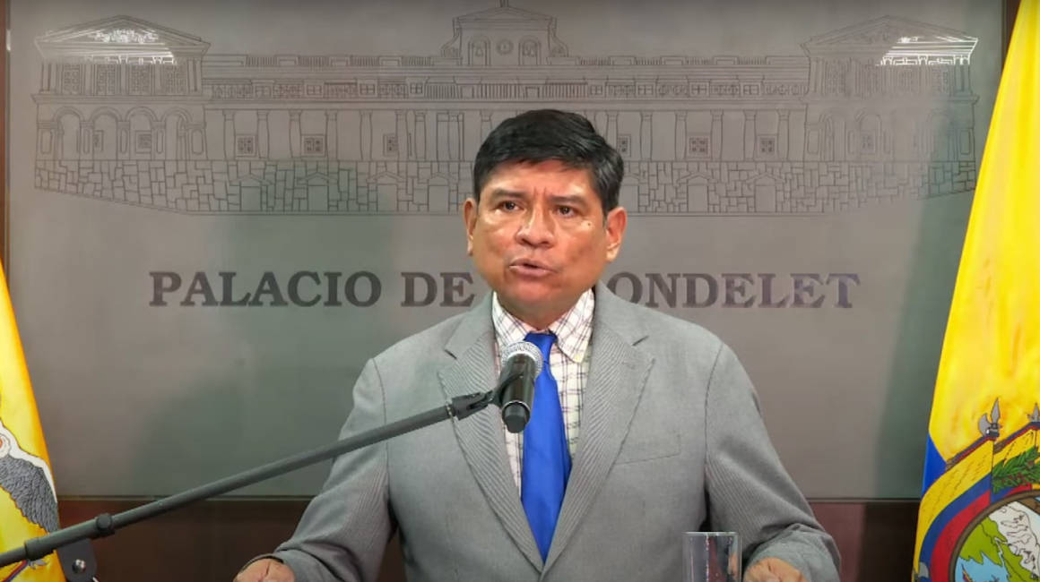 Carlos Jijón, vocero de la Presidencia de la República, en rueda de prensa.
