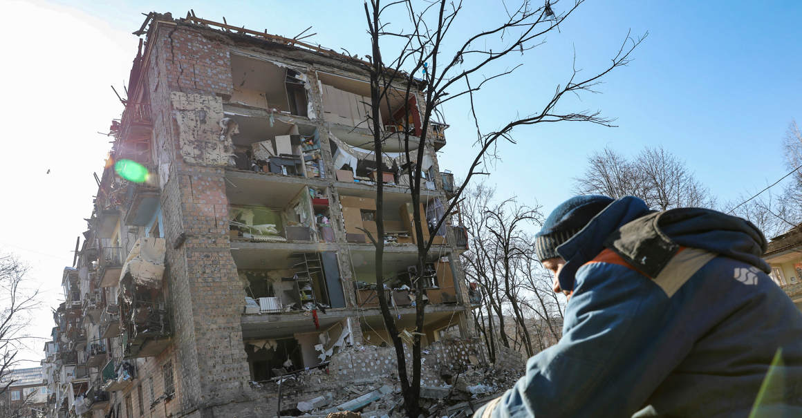 Edificios dañados por los bombardeos en Kiev mientras continúa el ataque de Rusia contra Ucrania